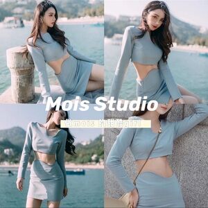 Mois Studio Blue Skirt Set